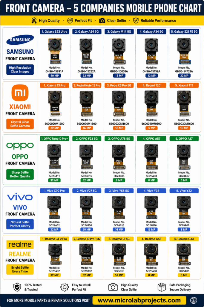 Front Camera Mobile Phone Chart