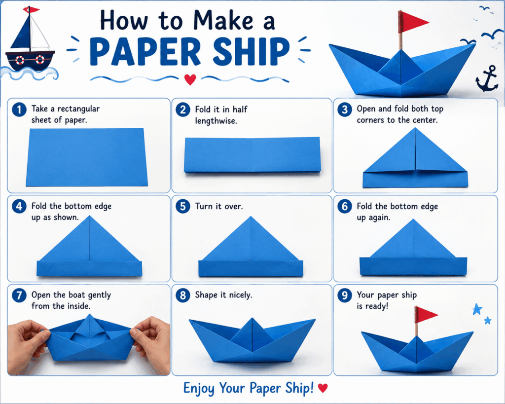 How to make a paper ship step by step