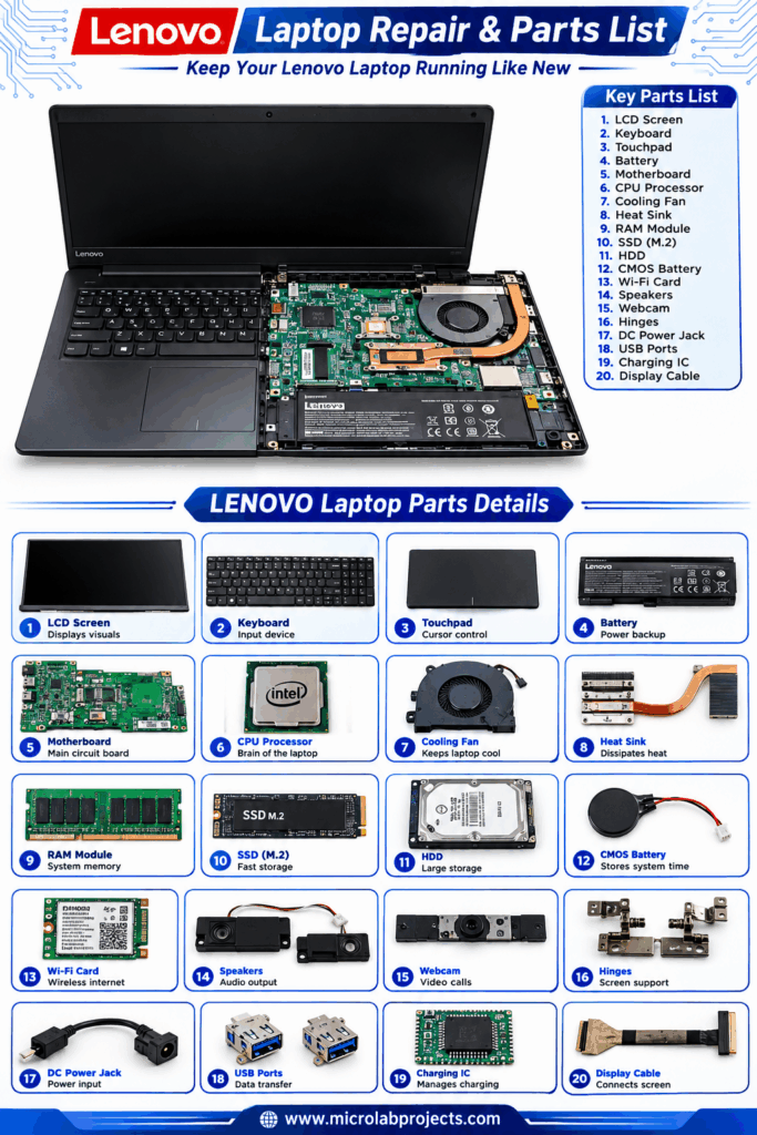 Lenovo Laptop Parts List
