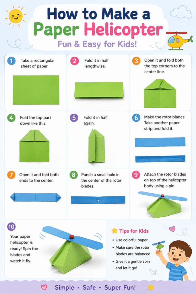 Make Paper Helicopter Step By Step